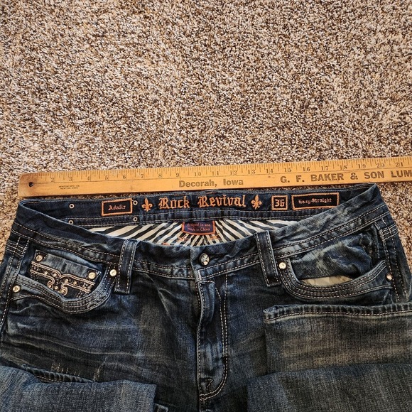 ROCK REVIVAL Women's Adaliz Easy Boot Cut Jeans Rhinestones Plus Size 36 x 30 - Picture 11 of 13